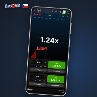Auto-cashout Aviatoru ve Vegashero Casino vybere výhru při nastaveném multiplikátoru