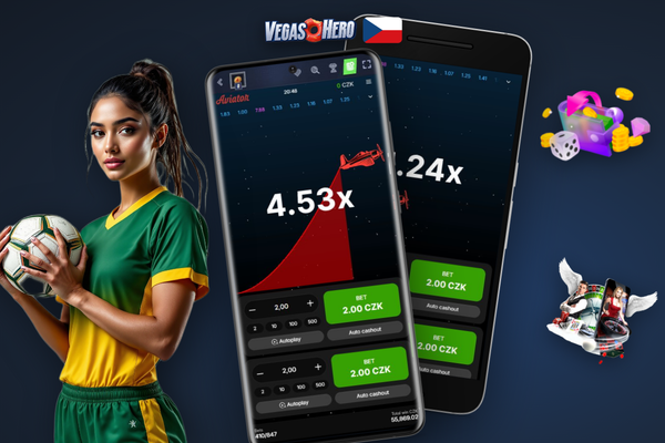Mobilní rozhraní Aviator ve Vegashero Casino app se sázkovým panelem a historií kol