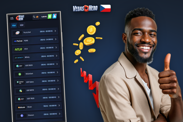 Potvrzení úspěšného vkladu přes e-peněženku na mobilu ve Vegashero Casino
