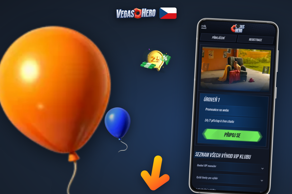 Mobilní obrazovka Vegashero Casino se zadaným promo kódem VEGGIFT300 při prvním vkladu