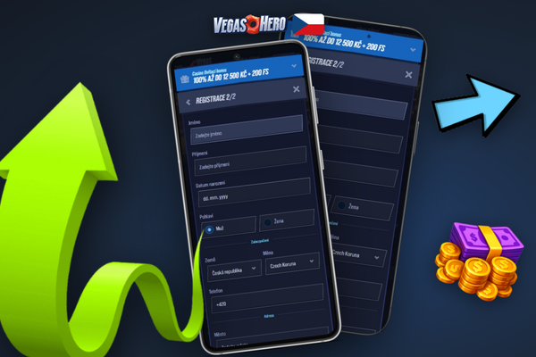 Výběr měny CZK a dvoufaktorové ověření v nastavení účtu Vegashero Casino